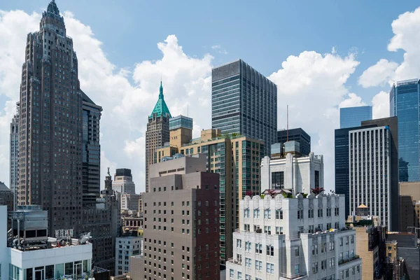 New York City Lower Manhattan Skyline View Skyscrapers Blue Sky — Photo