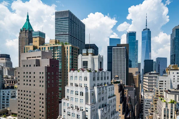 Nueva York Vista Del Horizonte Inferior Manhattan Con Rascacielos Cielo —  Fotos de Stock