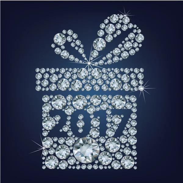 Regalo presente con 2017 hizo un montón de diamantes — Archivo Imágenes Vectoriales