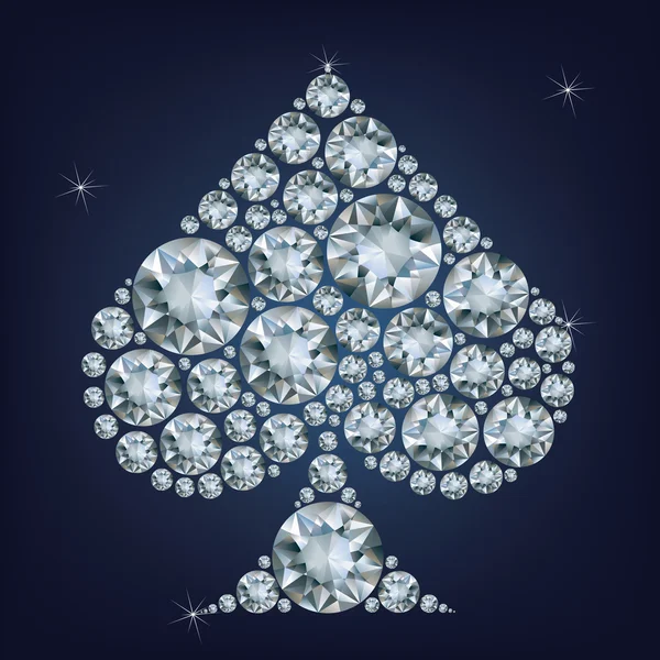 Kasino Poker Element Pik-Karte machte eine Menge Diamanten — Stockvektor