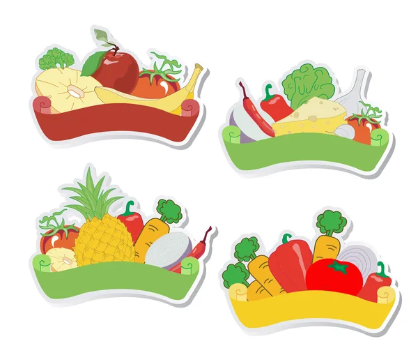 Fruit and vegetables labels — Stock Vector