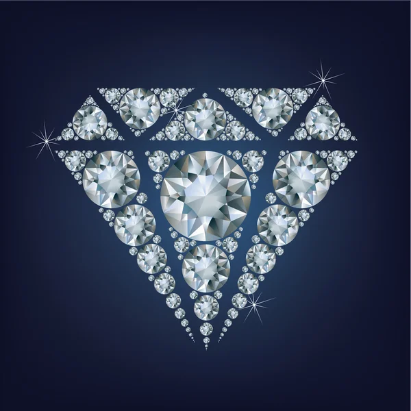 Błyszczący diament jasny symbol wykonane dużo diamentów — Wektor stockowy