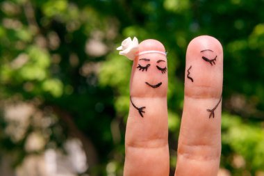 El parmak uçlarında şekil. aşık