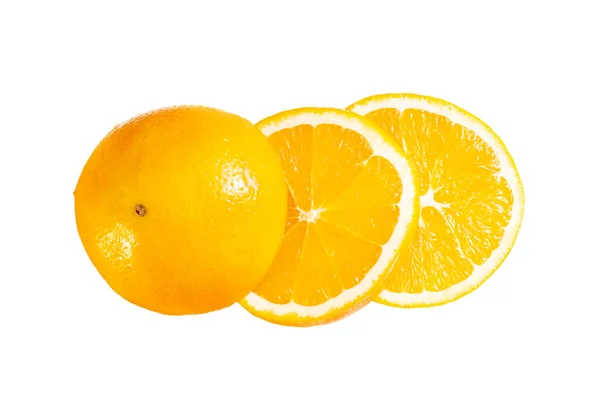 Plastry Pomarańczy Białym Izolowanym Tle — Zdjęcie stockowe