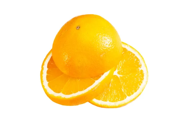 Plastry Pomarańczy Białym Izolowanym Tle — Zdjęcie stockowe