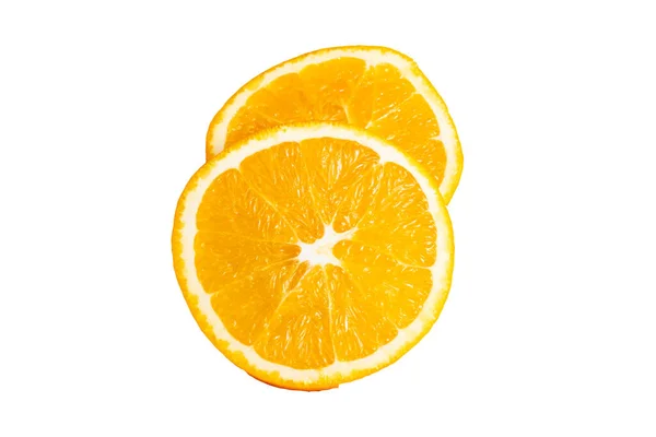 Нарезанные Оранжевые Ломтики Белом Изолированном Фоне — стоковое фото