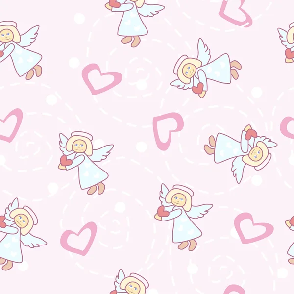 Fondo sin costuras con Cupido — Vector de stock