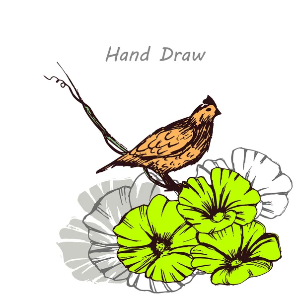 Візерунок з квітів і птахів — стоковий вектор