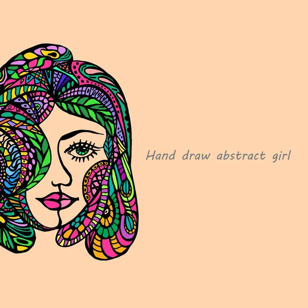 Doodle girl background — Stock Vector