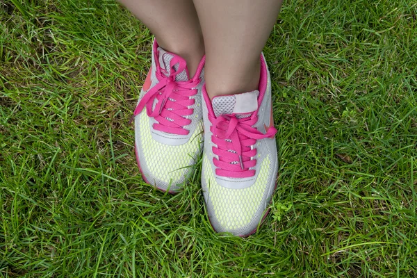 Sneakers on the grass — Stock Photo, Image