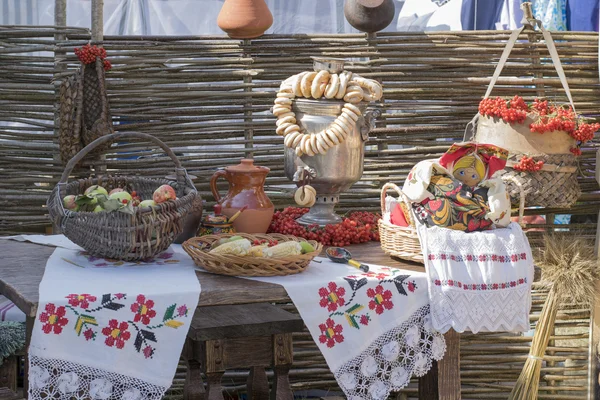 Russian folk table of food — Zdjęcie stockowe