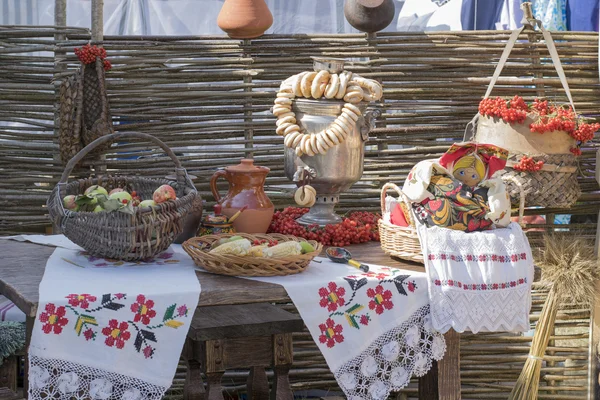 Russian folk table of food