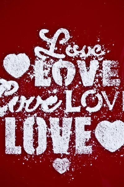 Láska nápisy na červené — Stock fotografie
