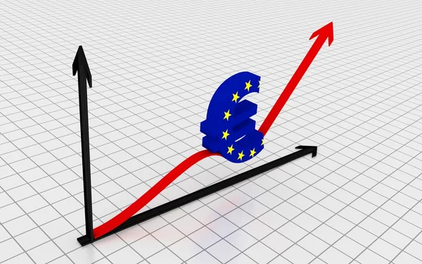 Αυξάνοντας το γράφημα με το σύμβολο του ευρώ — Φωτογραφία Αρχείου