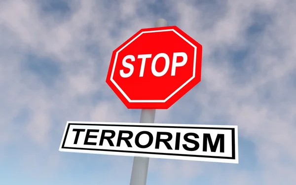 Дорожный знак с текстовой остановкой терроризма — стоковое фото