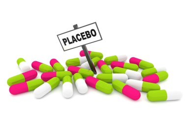 Beyaz arka plan üzerinde izole hapları ile plasebo haplar kavramı