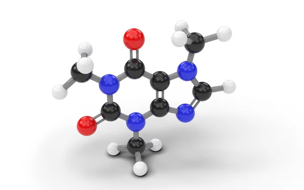 Structurele model van cafeïne molecuul — Stockfoto