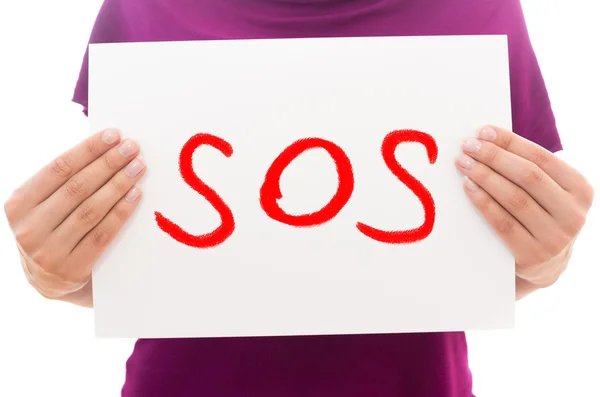 Lembaran dengan SOS teks — Stok Foto