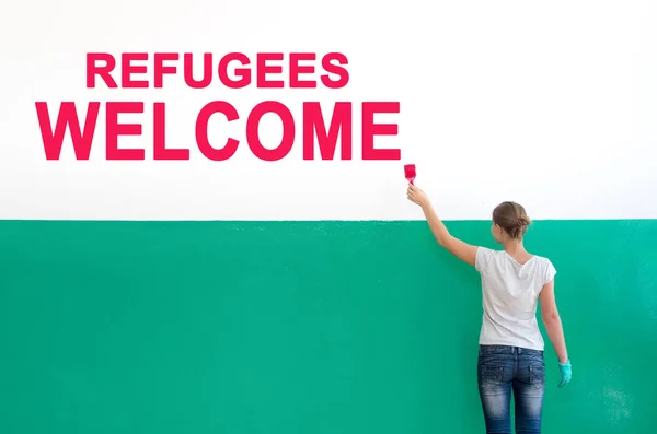Uprchlíci uvítání — Stock fotografie
