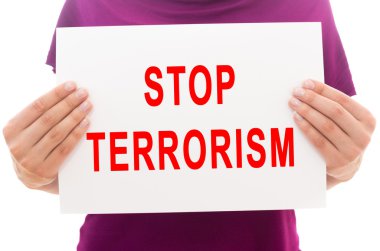 Metin Stop terörizm ile kağıt levha