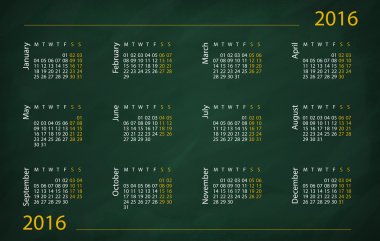 2016 year calendar clipart