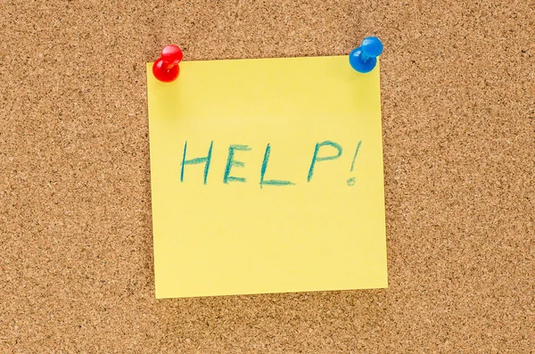Help note pinned to corkboard — Stock Photo, Image