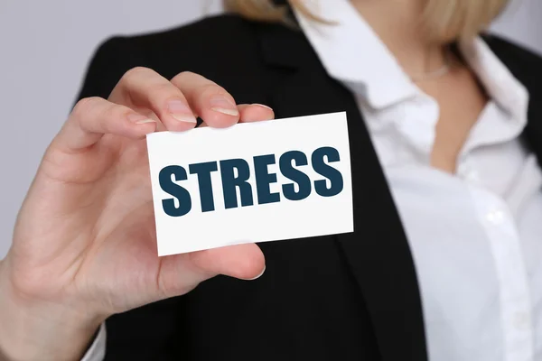 Stress estressado Burnout mulher de negócios no trabalho conceito — Fotografia de Stock