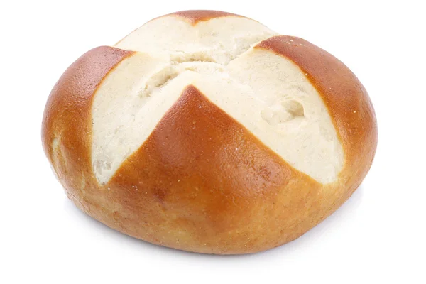 Pretzel bread roll for breakfast isolated — Stock Photo, Image