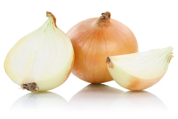 Cebola cebola fatias vegetais isolados em branco — Fotografia de Stock