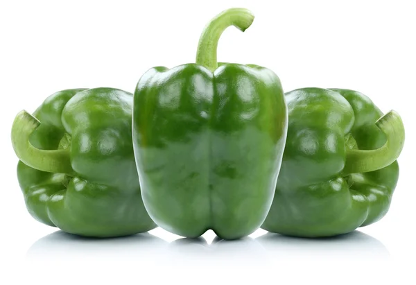 Πράσινη πιπεριά καμπάνα πιπεριές πάπρικα paprikas φυτικά απομονώνονται σε — Φωτογραφία Αρχείου