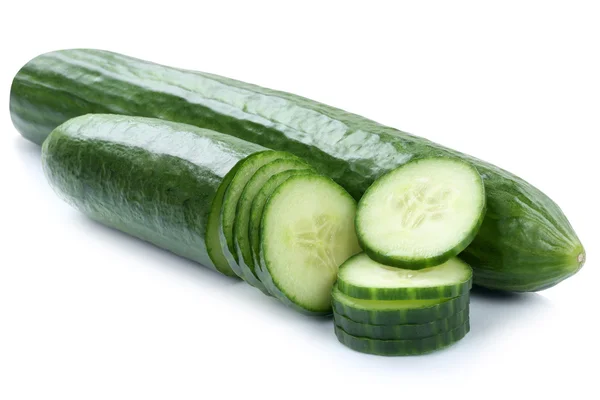 Cucumber cucumbers vegetables sliced isolated on white — Stock Photo, Image