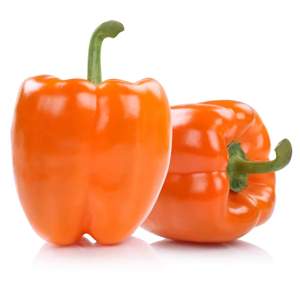 Bell pepper peppers paprika paprikas orange isolated on white — Stock Photo, Image