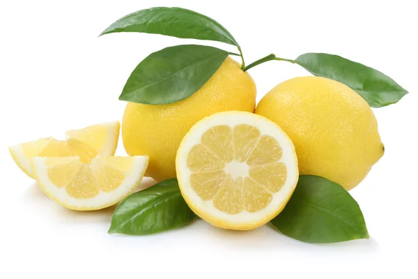 Λεμόνια λεμόνι φέτα βιολογικά φρούτα που απομονώνονται σε λευκό — Φωτογραφία Αρχείου