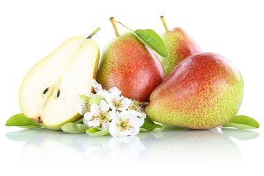 Armut armut dilim taze meyve meyve üzerinde beyaz izole