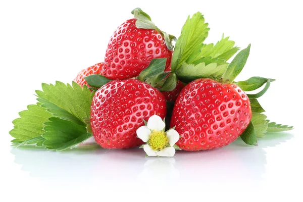 草莓草莓浆果浆果果实与孤立的叶子 — 图库照片