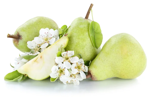 Αχλάδια πράσινα αχλαδιού φρούτα φρέσκα φρούτα που απομονώνονται σε λευκό — Φωτογραφία Αρχείου