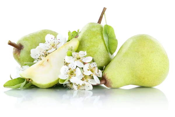 Körte körte zöld gyümölcs gyümölcs elszigetelt fehér — Stock Fotó