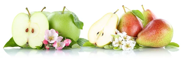 Яблуко і груші груші фрукти ізольовані на білому — стокове фото