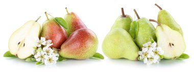 Armut armut dilim meyve kümesi üzerinde beyaz izole