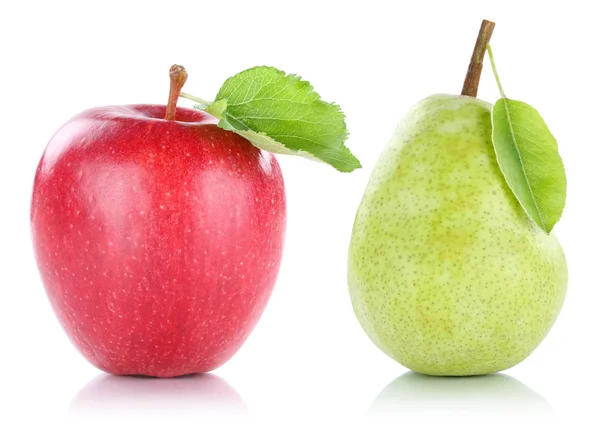 Apfel- und Birnenfrüchte isoliert auf weiß — Stockfoto