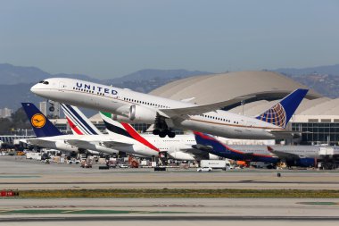 United Airlines Boeing 787-9 uçak Los Angeles Uluslararası 