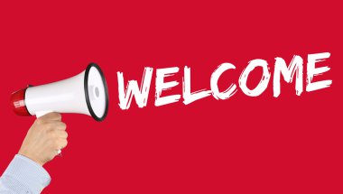 Hoş geldiniz mülteciler mülteci müşteri müşteriler göçmenler megafon