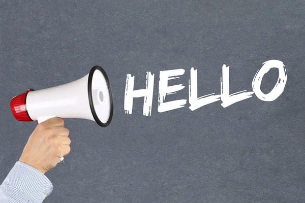 Hello greeting welcome message megaphone — Stock Photo, Image