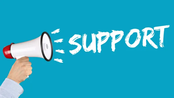 Support help problem customer service business concept megaphone — Stock Photo, Image