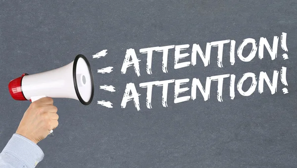 Attention announcement announce warning information megaphone — Stock Photo, Image