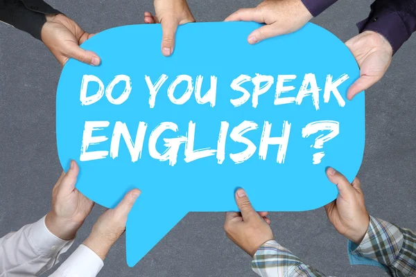 Grupo de personas que tienen ¿Hablas Inglés idioma extranjero le — Foto de Stock