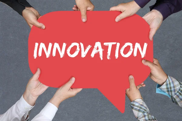 Group of people holding innovation idea leadership success succe — Stock Photo, Image