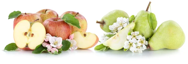 Maçã e pêra maçãs pêras fruta vermelho verde frutas frescas fatia i — Fotografia de Stock