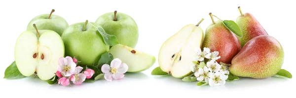 Pommes et poires pommes poires fruits tranches isolées — Photo