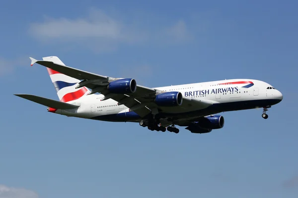 British Airways Airbus A380 Letadlo letiště Londýn Heathrow — Stock fotografie